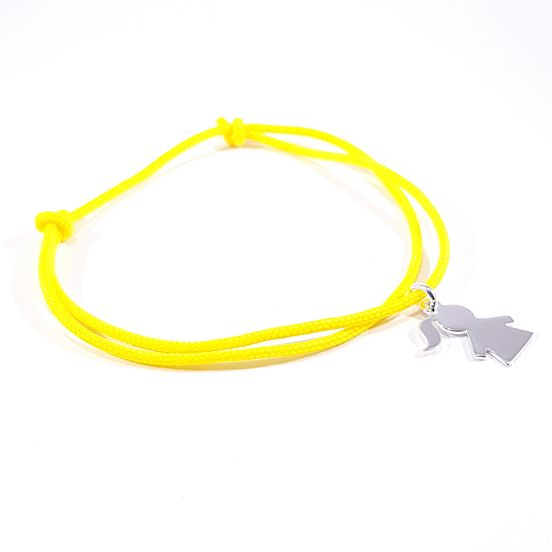 bracelet cordon jaune et motif fille argent bracelet cordon jaune et motif fille argent