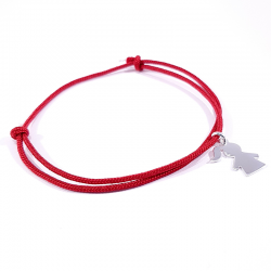 bracelet cordon tressé rouge et pendentif motif fille en argent 925