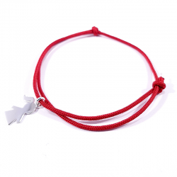 bracelet cordon  rouge et pendentif  fille en argent 925