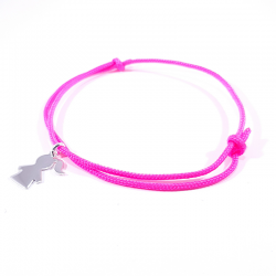 bracelet cordon rose fluo et pendentif fille en argent 925