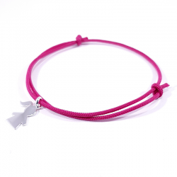 bracelet cordon  fuchsia et pendentif fille en argent 925