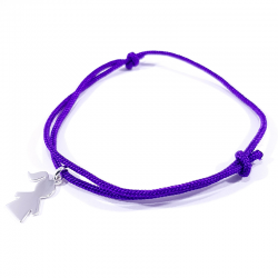 bracelet cordon tressé violet et pendentif fille en argent 925