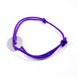 bracelet cordon tressé violet et cible en argent 925