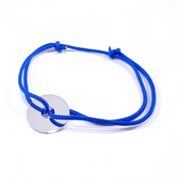 bracelet cordon tressé bleu  et cible en argent 925
