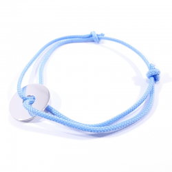 bracelet cordon tressé bleu et jeton en argent 925