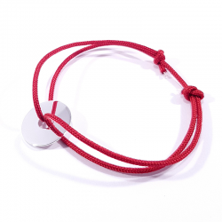 bracelet cordon tressé rouge et jeton en argent 925