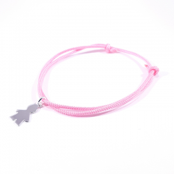bracelet cordon tressé rose bonbon et pendentif garçon en argent 925