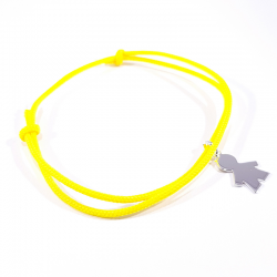 bracelet cordon tressé jaune canari et pendentif silhouette garçon en argent 925