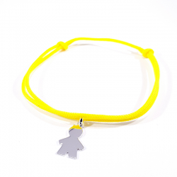 bracelet cordon tressé jaune et pendentif garçon en argent 925
