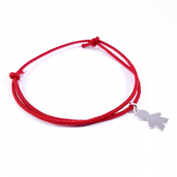 bracelet cordon tressé rouge et pendentif silhouette petit garçon en argent 925