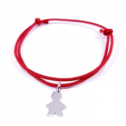 bracelet cordon tressé rouge et pendentif petit garçon en argent 925