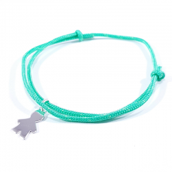 bracelet cordon tressé vert menthe et pendentif garçon en argent 925