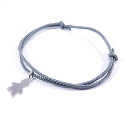 bracelet cordon tressé gris et pendentif petit garçon en argent 925