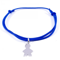 bracelet cordon tressé bleu et pendentif petit garçon en argent 925