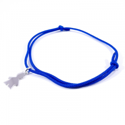 bracelet cordon bleu et pendentif silhouette petit garçon en argent 925