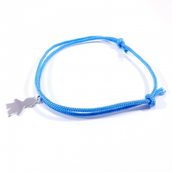 bracelet cordon tressé bleu et pendentif silhouette garçon en argent 925