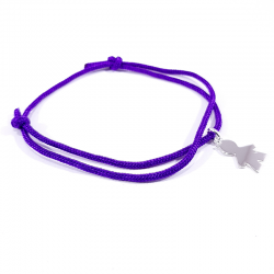 bracelet cordon tressé violet et pendentif silhouette petit garçon en argent 925