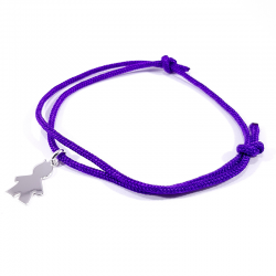 bracelet cordon violet et pendentif petit garçon en argent 925