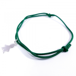 bracelet cordon tressé vert et pendentif garçon en argent 925