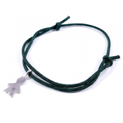 bracelet cordon tressé vert foncé et pendentif petit garçon en argent 925