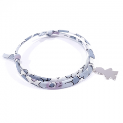 bracelet liberty gris et pendentif silhouette petit garçon en argent 925