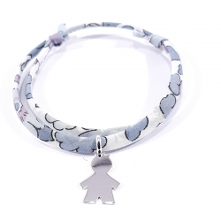 bracelet liberty gris et pendentif petit garçon en argent 925