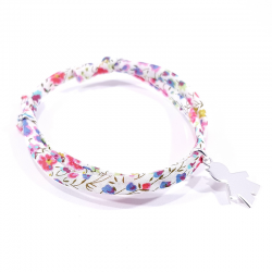 bracelet liberty fleurs multicolores et pendentif silhouette petit garçon en argent 925