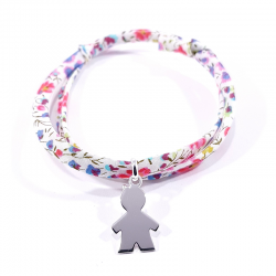 bracelet liberty fleurs et pendentif silhouette petit garçon en argent 925