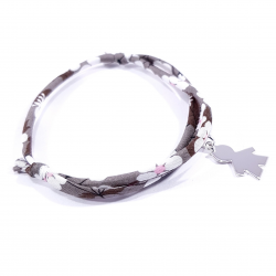 bracelet gris marron et pendentif garçon en argent 925