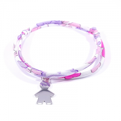 bracelet liberty rose pastel et pendentif silhouette petit garçon en argent 925