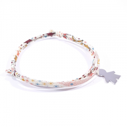 bracelet liberty multicolore et pendentif silhouette petit garçon en argent 925