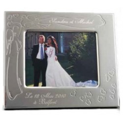 Cadre photo mariage en métal argenté