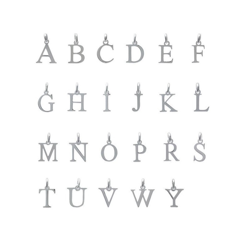 Pendentif lettres de l'alphabet écriture bâton droite en argent