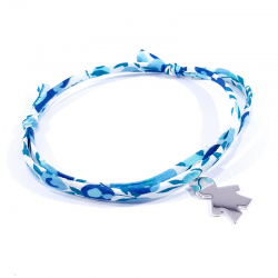 bracelet liberty bleu cristal et pendentif silhouette petit garçon en argent 925