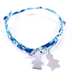 bracelet liberty bleu cristal avec 2 personnage en argent 925