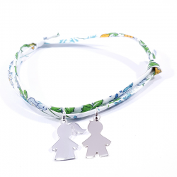 bracelet liberty fleurs de capucine avec 2 personnage en argent 925