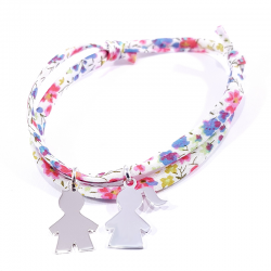 bracelet liberty fleurs multicolores avec 2 personnage en argent 925