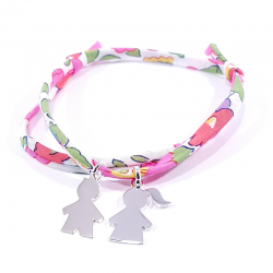 bracelet liberty fleurs pastel avec 2 personnage en argent 925