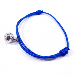 bracelet bleu et ballon de foot argent