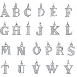 pendentif lettres de l'alphabet en argent et pierres blanches