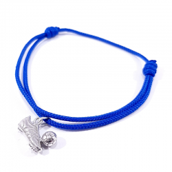 pendentif chaussure et ballon de foot sur bracelet bleu