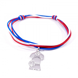 bracelet tricolore et pendentif maillot de foot argent