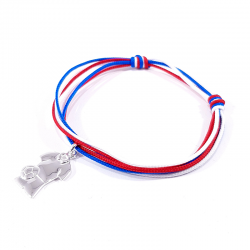 bracelet bleu blanc rouge et maillot de foot argent