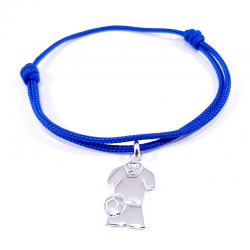 maillot de foot en argent sur bracelet bleu