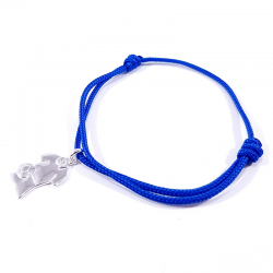 bracelet cordon tressé bleu et maillot de football en argent massif