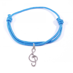 bracelet cordon bleu polaire avec pendentif clef de sol