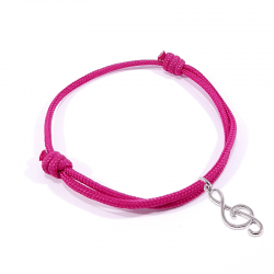 bracelet cordon fuchsia clé de sol argent