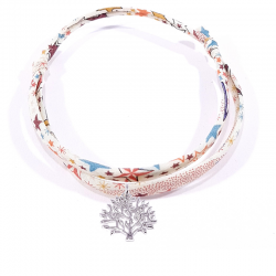 bracelet en tissu liberty étoiles avec pendentif arbre de vie