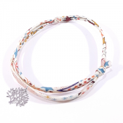 bracelet en tissu liberty étoiles avec arbre de vie en argent massif 925