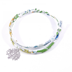 bracelet en tissu liberty fleur de capucine arbre de vie en argent massif 925